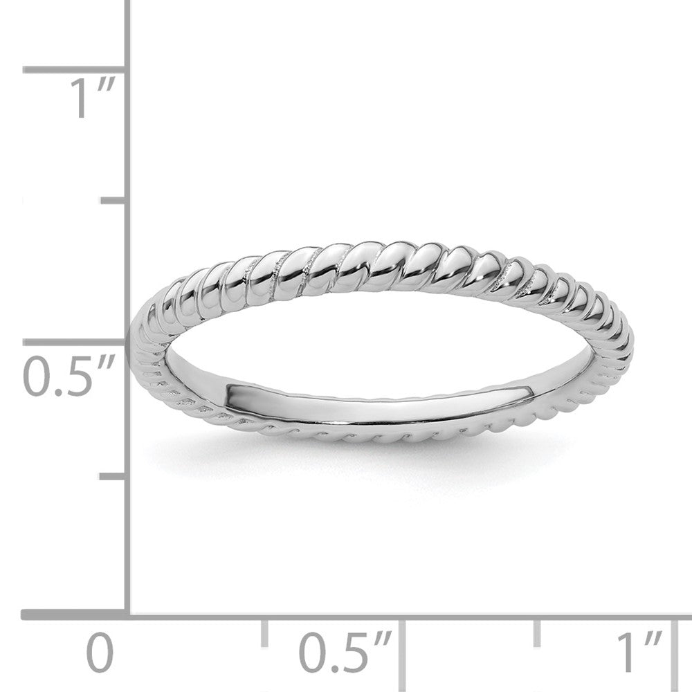 Sterling Silver Stackable Expressions Rhodium Twisted Ring Size -7