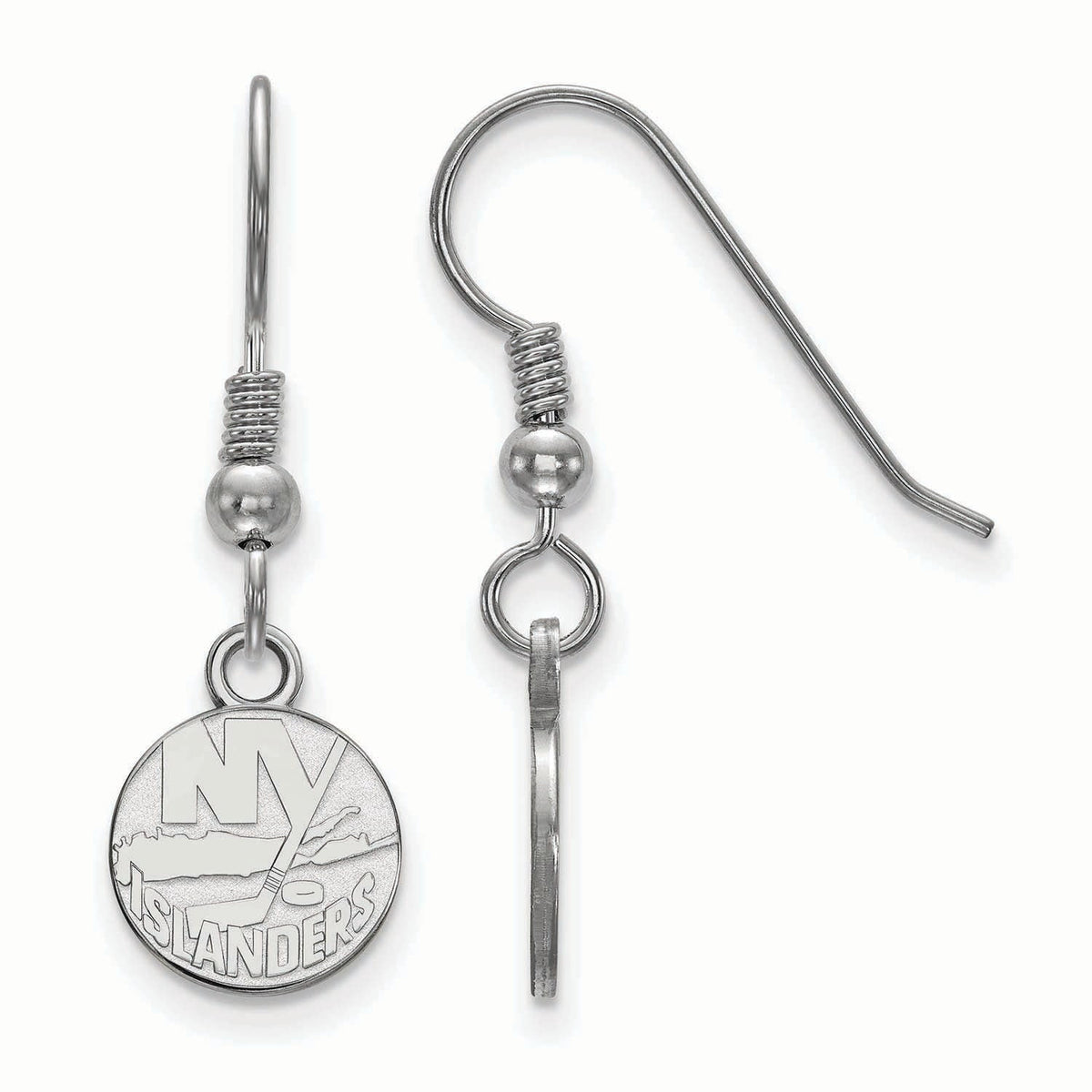 Sterling Silver Rhodium Plated NHL Islanders XS Dangle Earrings