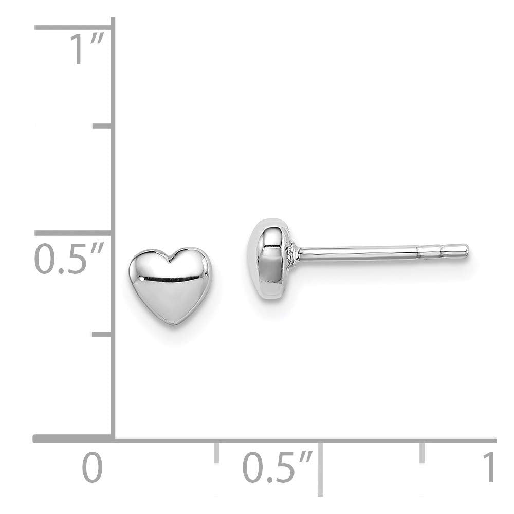 Sterling Silver Rhodium-plated Polished Heart Post Earrings