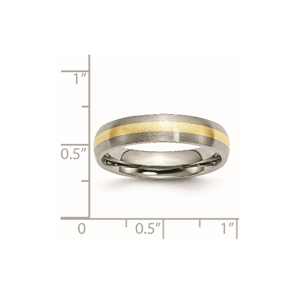 Titanium Brushed w/14k Yellow Inlay 5mm Band Size - 6.5