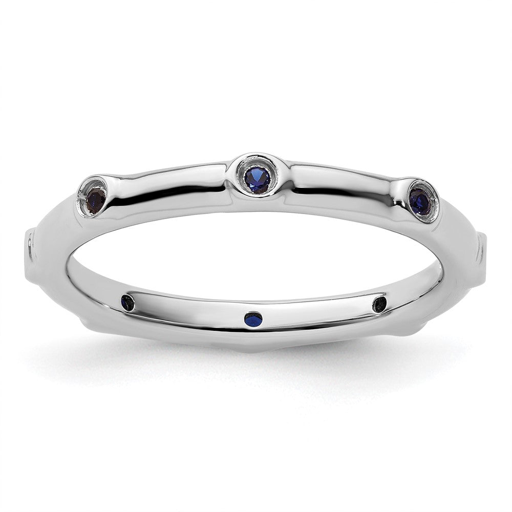 Sterling Silver Stackable Expressions Created Sapphire Ring Size -8