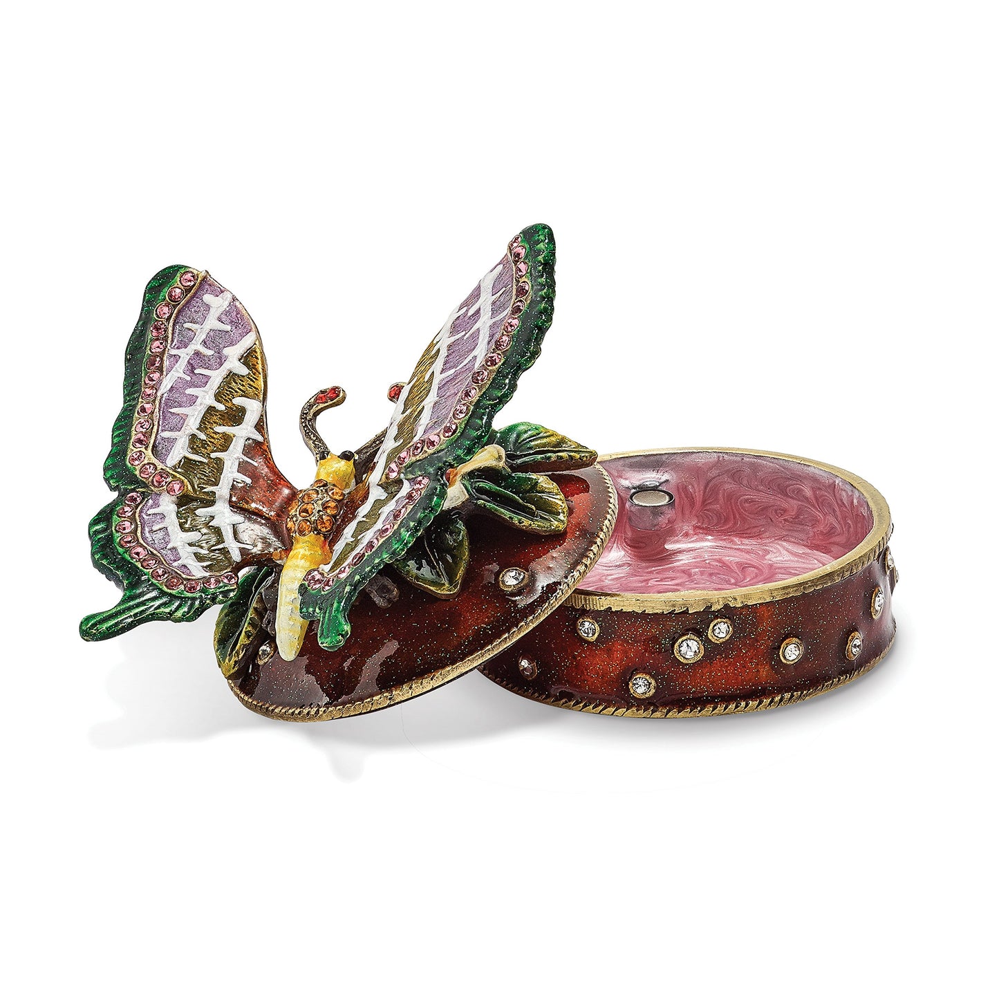 Pewter Butterfly Flowers Trinket Box