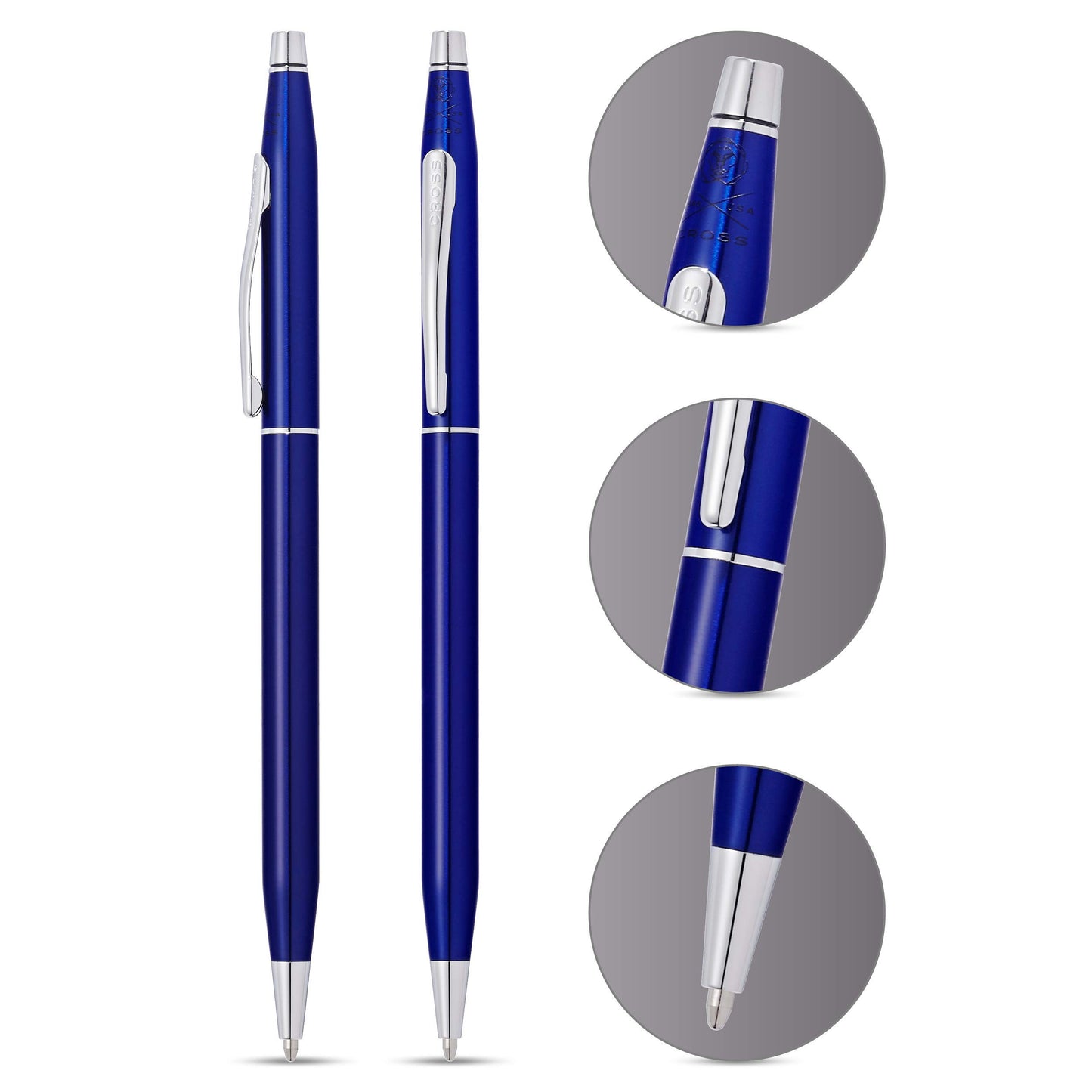 Cross Classic Century Refillable Ballpoint Pen, Medium Ballpen, Includes Premium Gift Box - Translucent Blue Lacquer