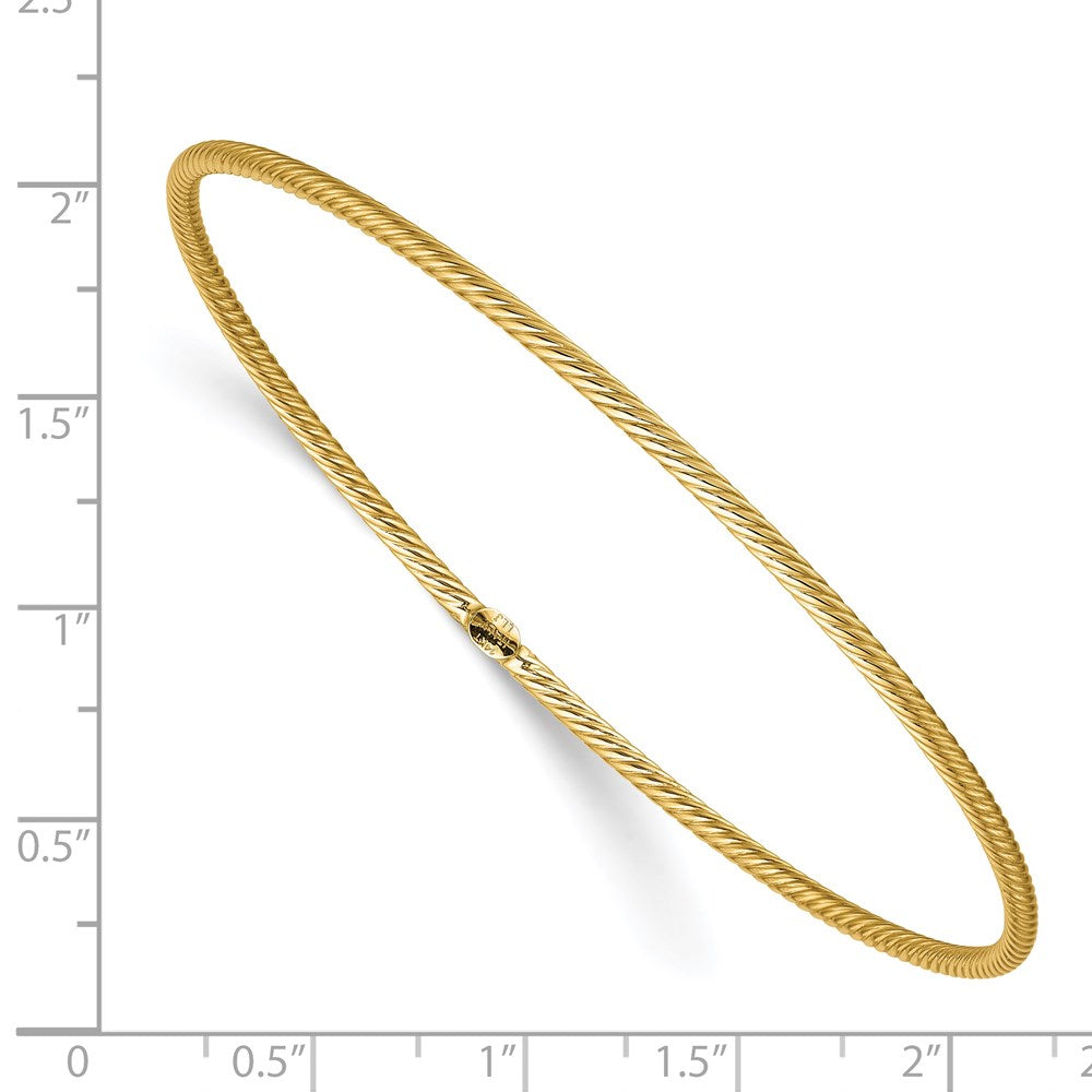 14K Polished Textured Slip-on Bangle 8  inches