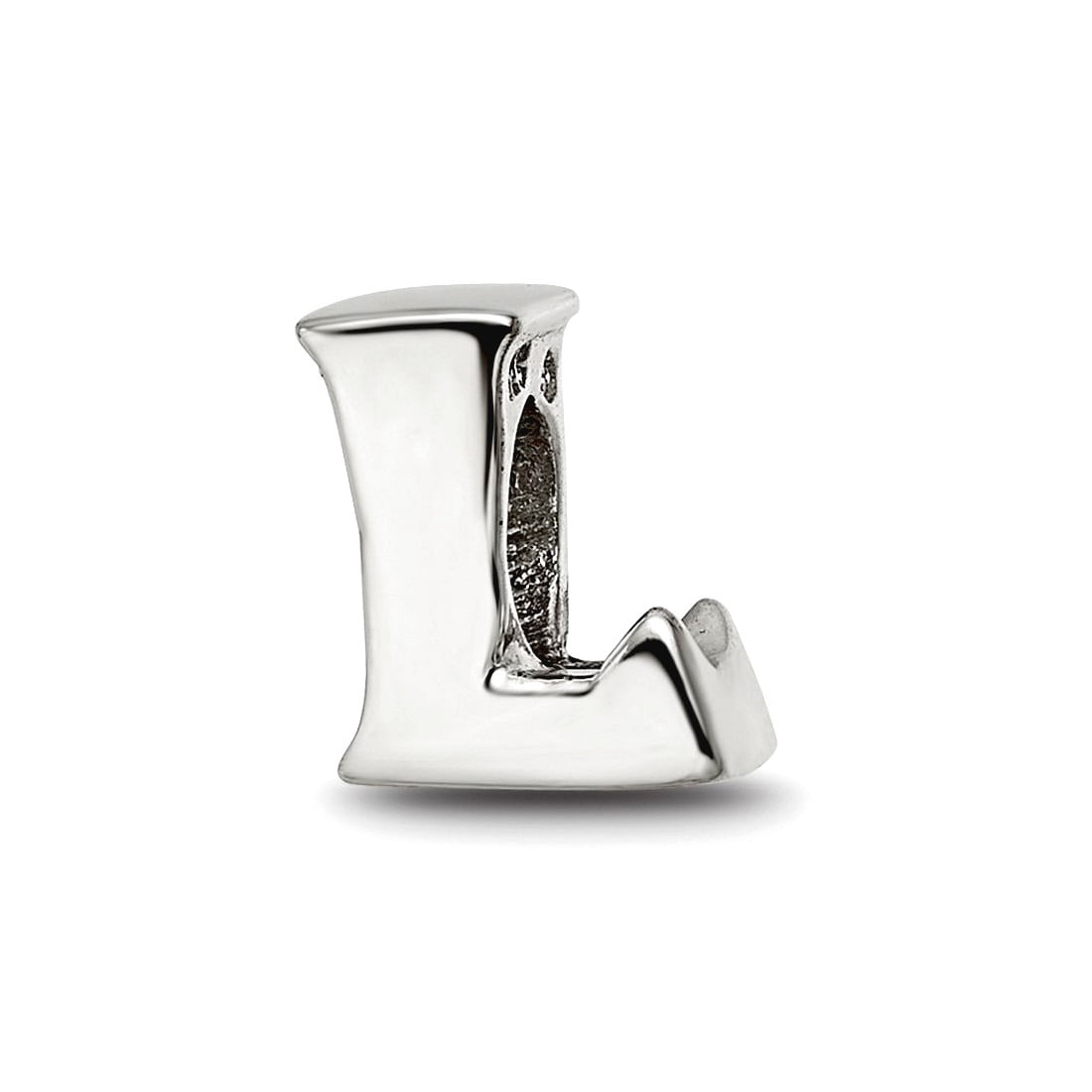 925 Sterling Silver Polished Reflections SimStars Letter Name Personalized Monogram Initial L Bead Charm 7.27x7.27mm Wid