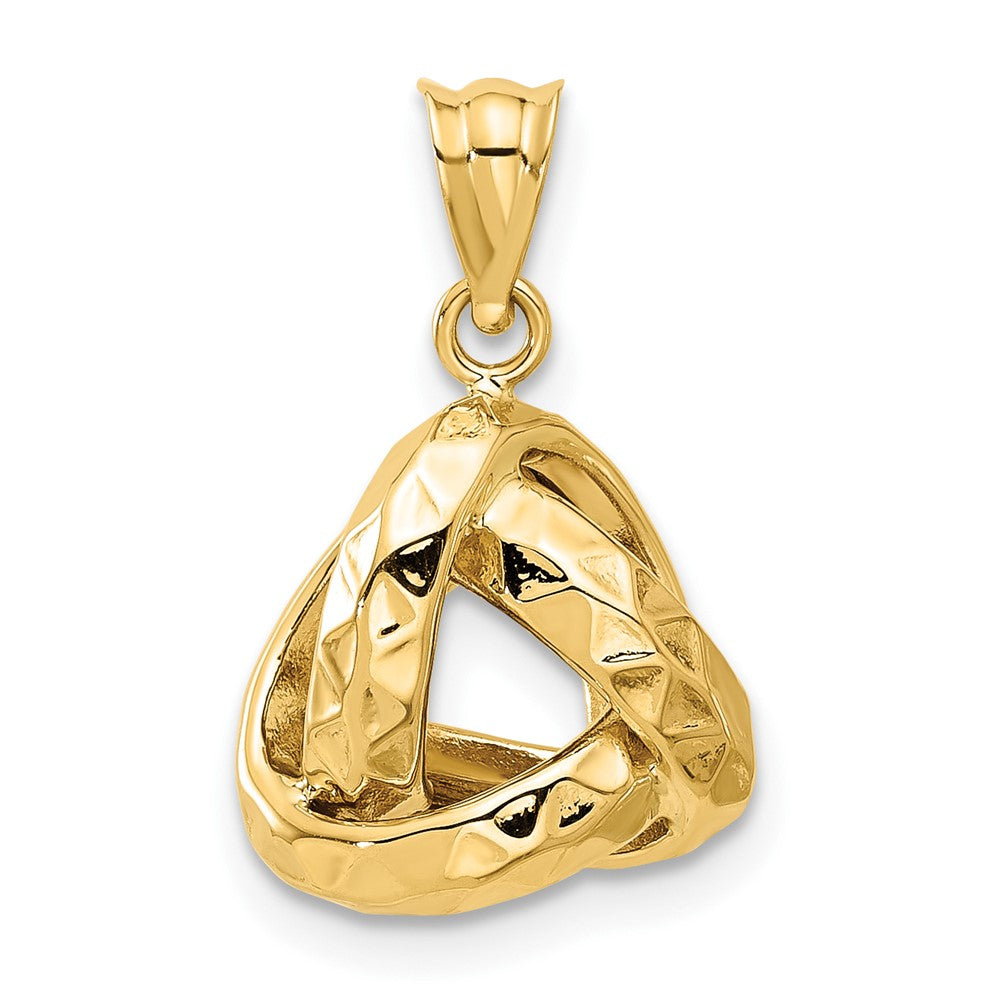 14K Polished and Textured Triangle Love Knot Pendant