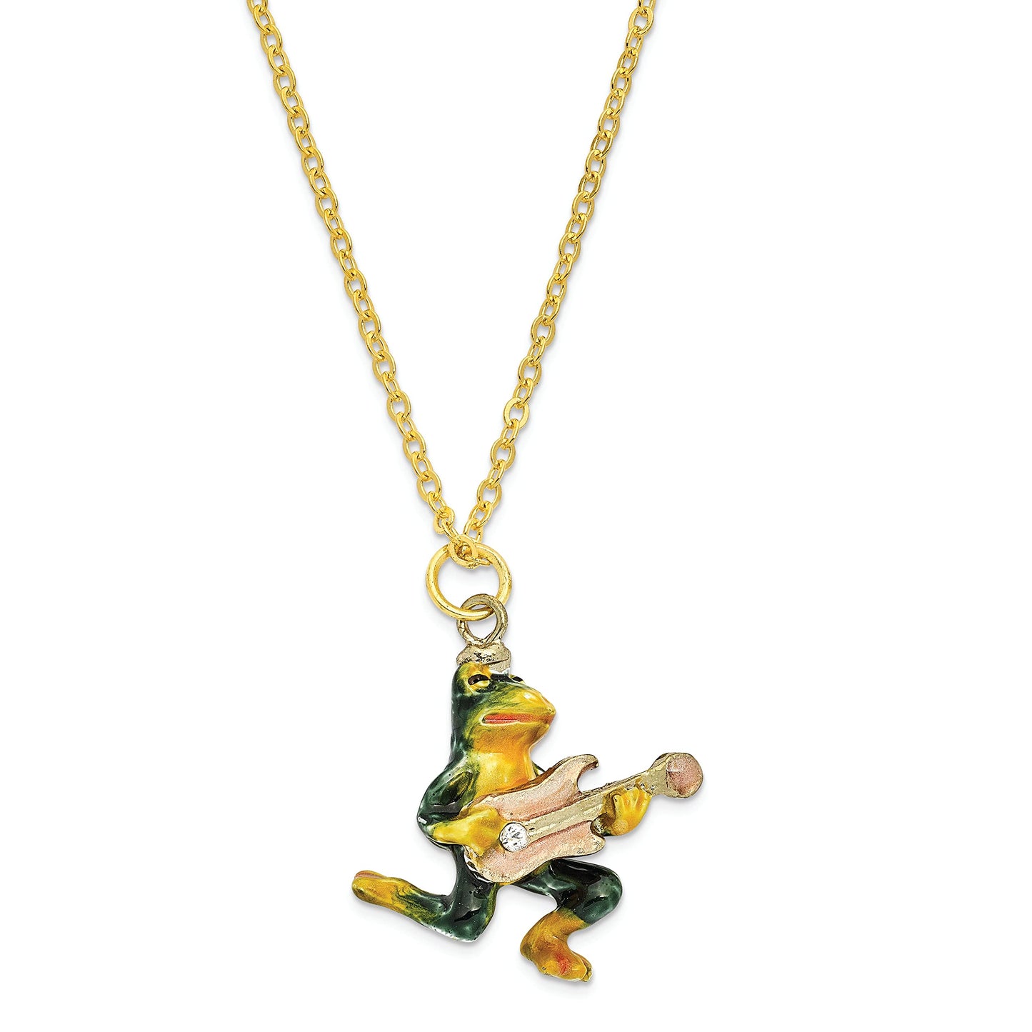 Versil Frog with Guitar Austrian Crystal Trinket Box from