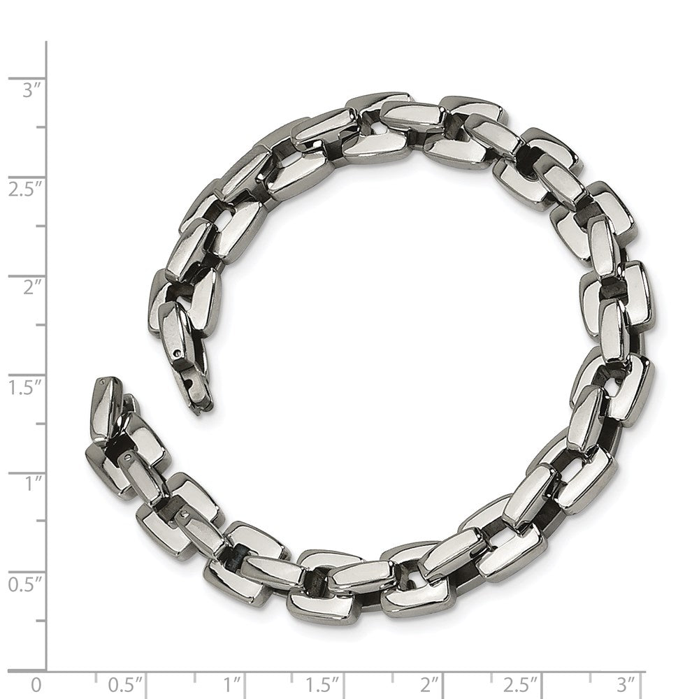 Stainless Steel Polished 9in Square Link Bracelet 9 inches