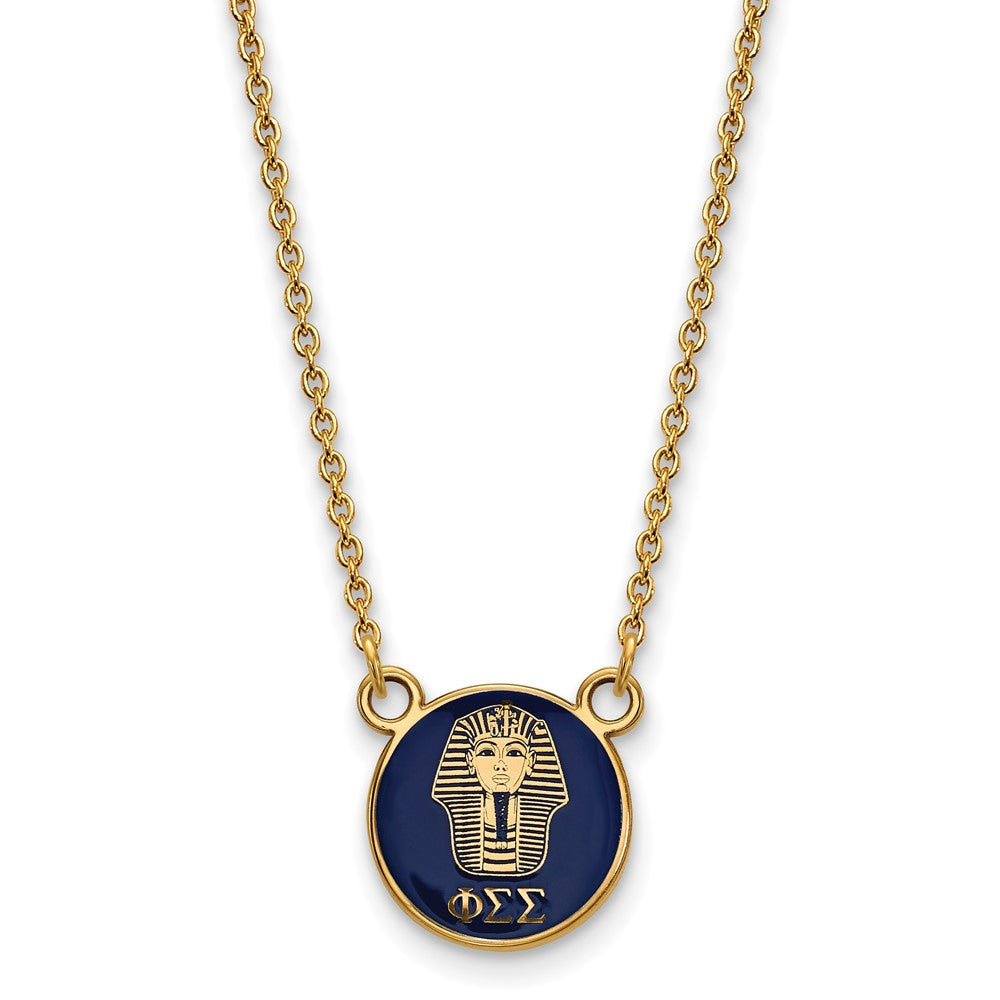 Sterling Silver Gold-plated LogoArt Phi Sigma Sigma Sorority Symbol Small Color Enamel Pendant 18 inch Necklace