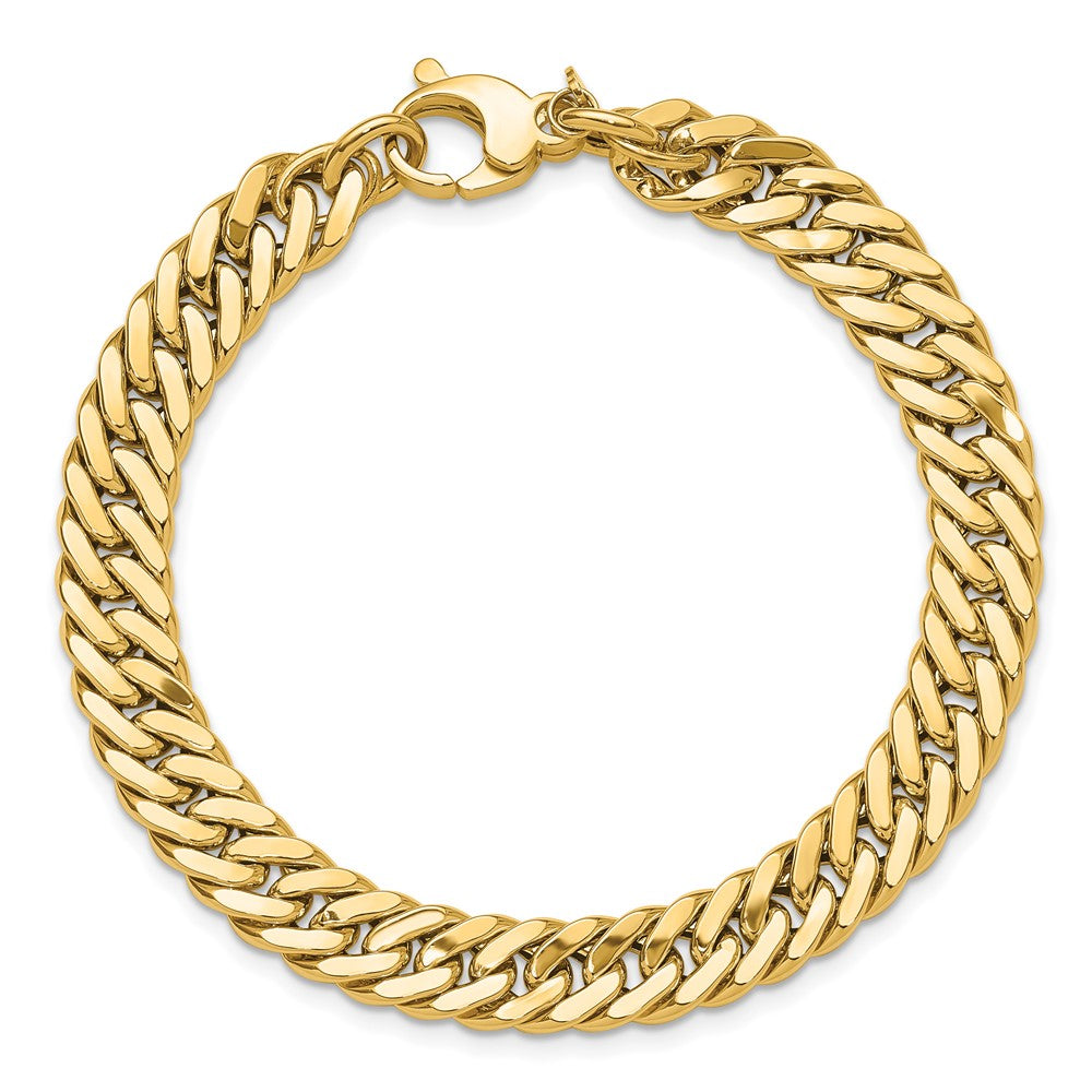 14K Polished and Satin Reversible Fancy Curb Bracelet 7.5  inches