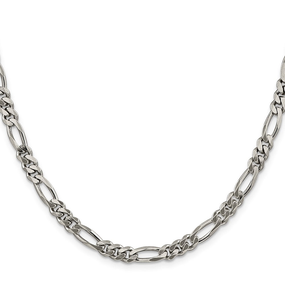 Sterling Silver Rhodium-plated 5.25mm Figaro Chain 28 Inches