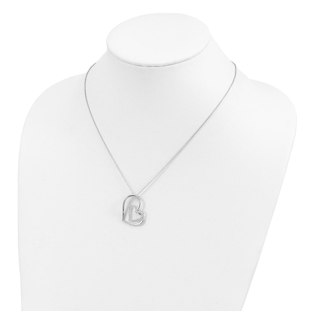 Sentimental Expressions Sterling Silver Rhodium-plated Antiqued CZ Thank You Grandma 18in Hearts Necklace 18 Inches