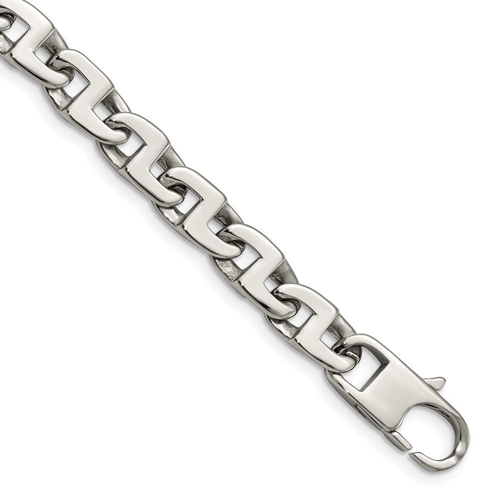 Stainless Steel Polished Fancy Square Link 8.5in Bracelet 8.5 inches