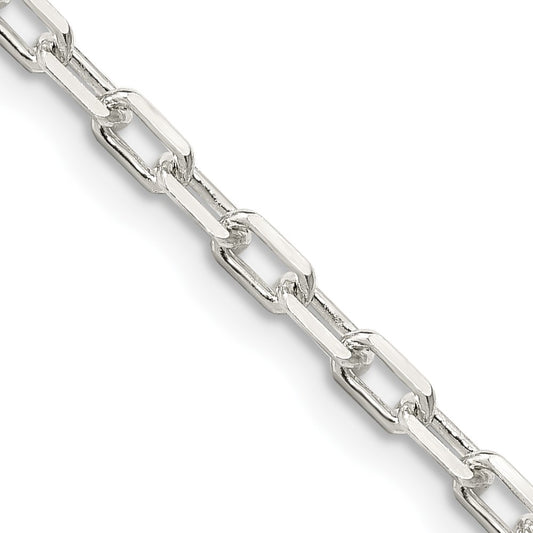 Sterling Silver 2.9mm Diamond-cut Long Link Cable Chain 22 Inches
