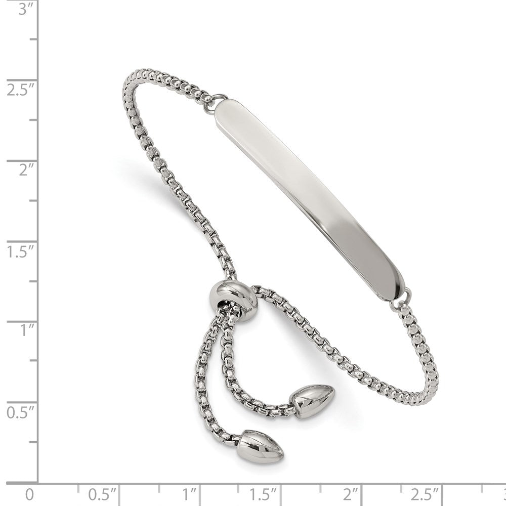 Stainless Steel Polished Adjustable ID Bracelet 8.25 inches