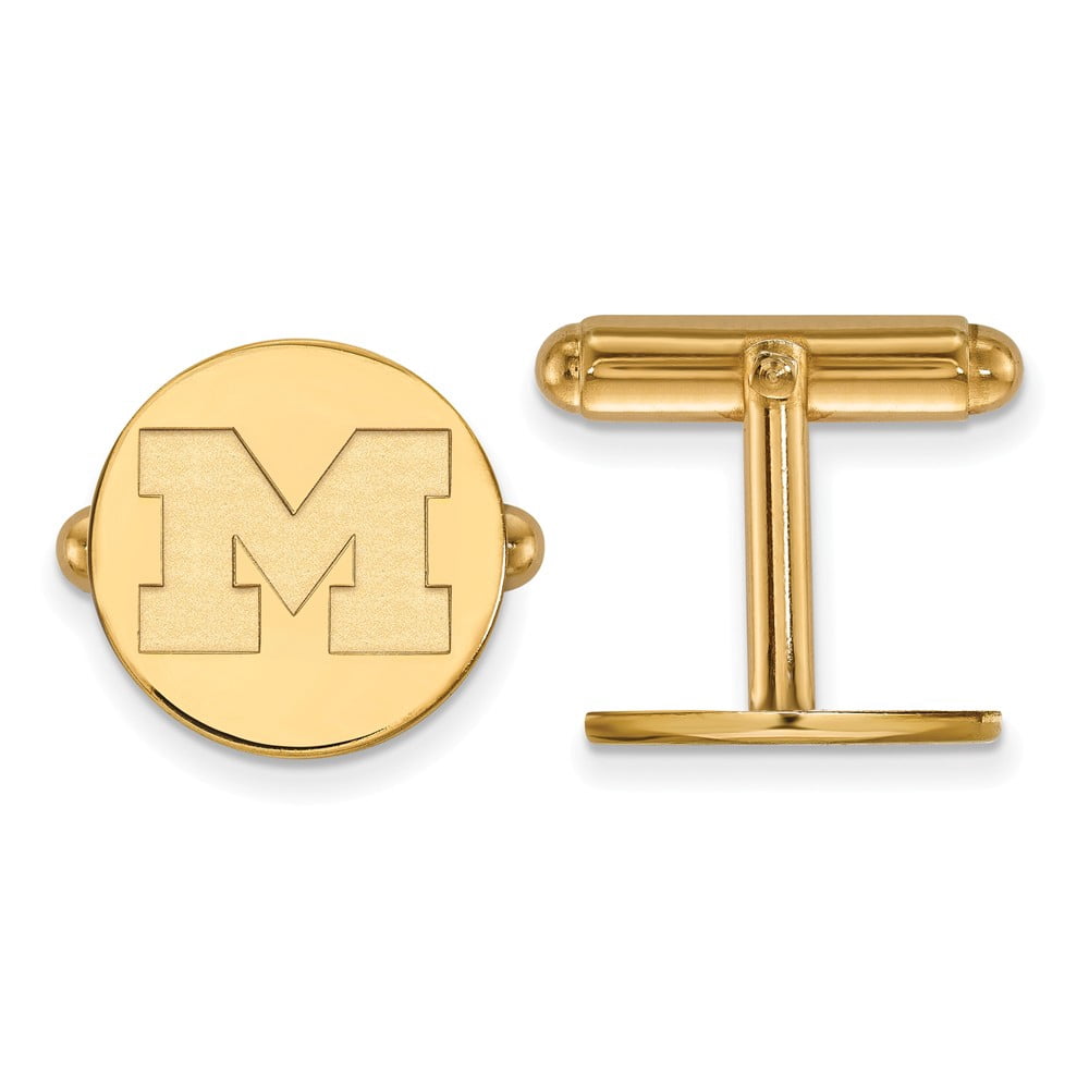 Sterling Silver Gold-plated LogoArt University of Michigan Letter M Cuff Links Q-GP011UM