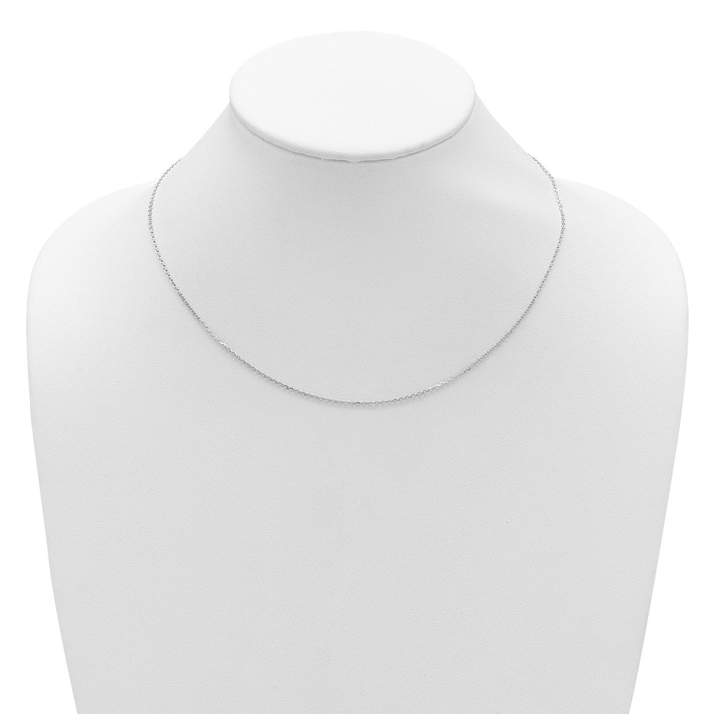 14k White Gold 1.4mm D/C Square Cable 1in+1in Adjustable Chain