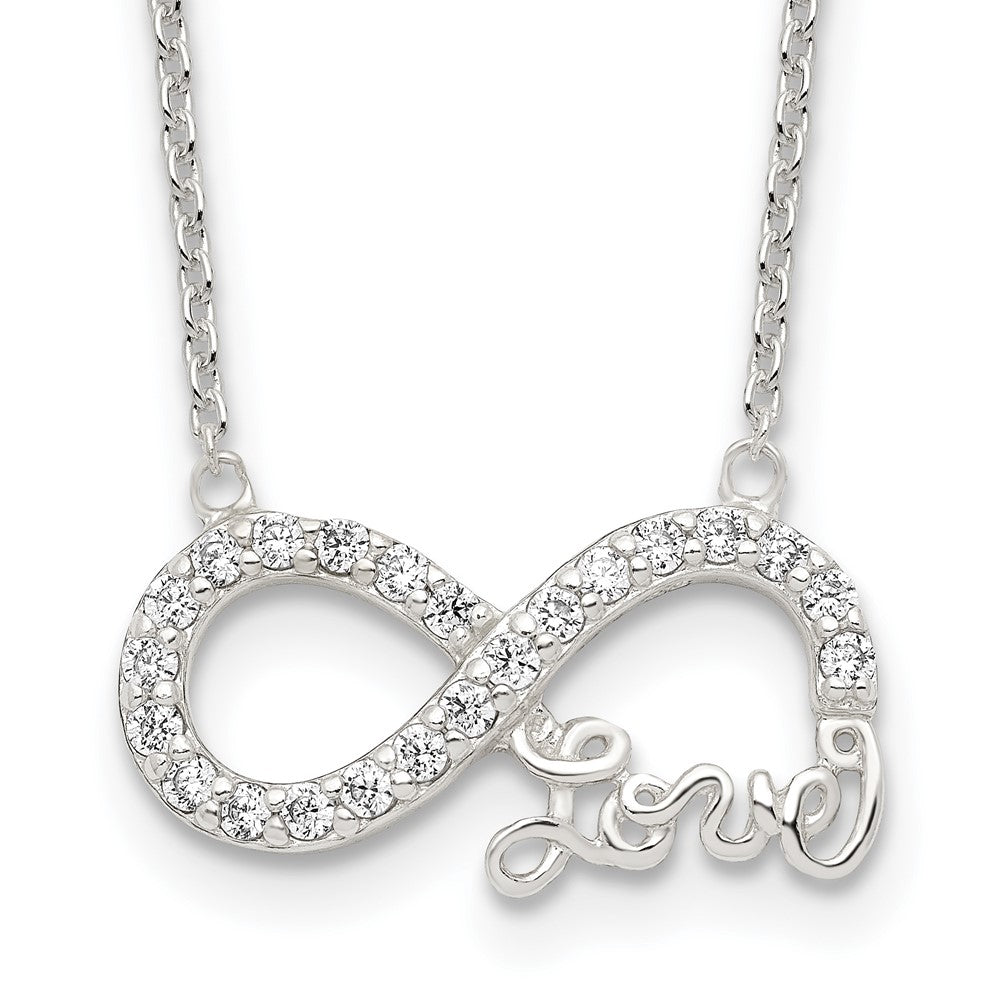 Sterling Silver Rhodium-plated CZ Infinity LOVE Necklace 18 Inches
