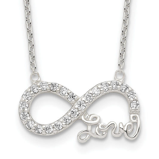 Sterling Silver Rhodium-plated CZ Infinity LOVE Necklace 18 Inches
