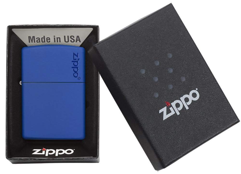 Zippo Logo Matte Pocket Lighter - Royal Blue