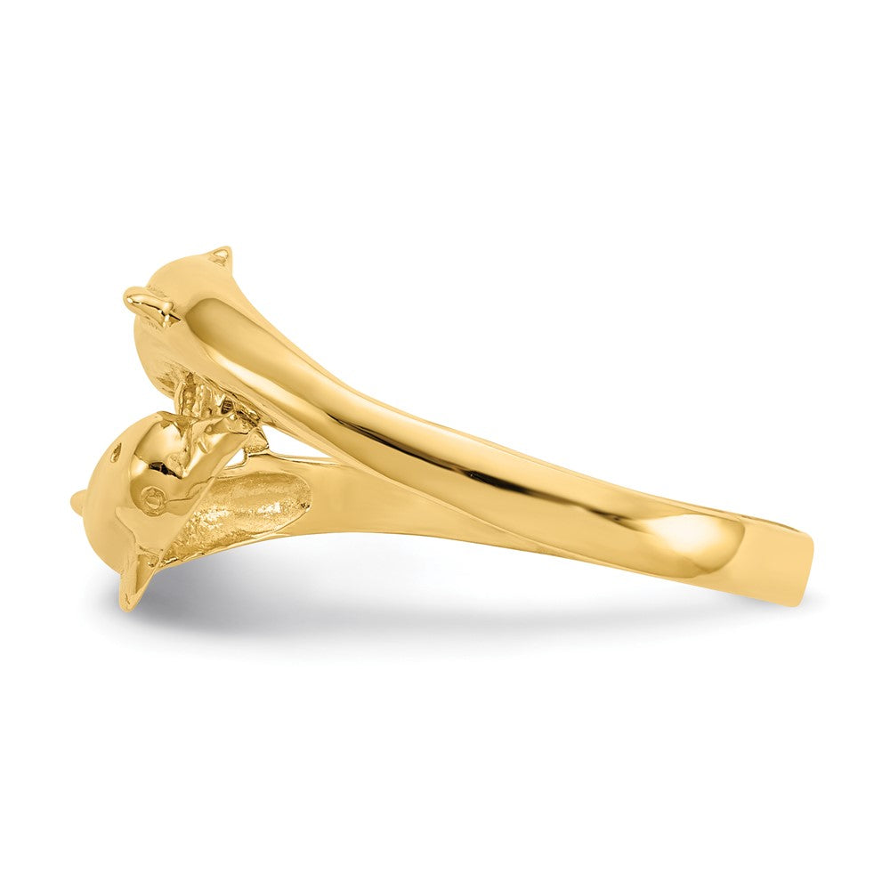 14K Double Dolphins Ring Size 6.5