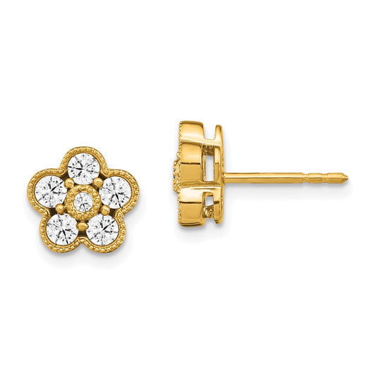 True Origin 14k 3/4 carat Lab Grown Diamond VS DEF Floral Post Earrings