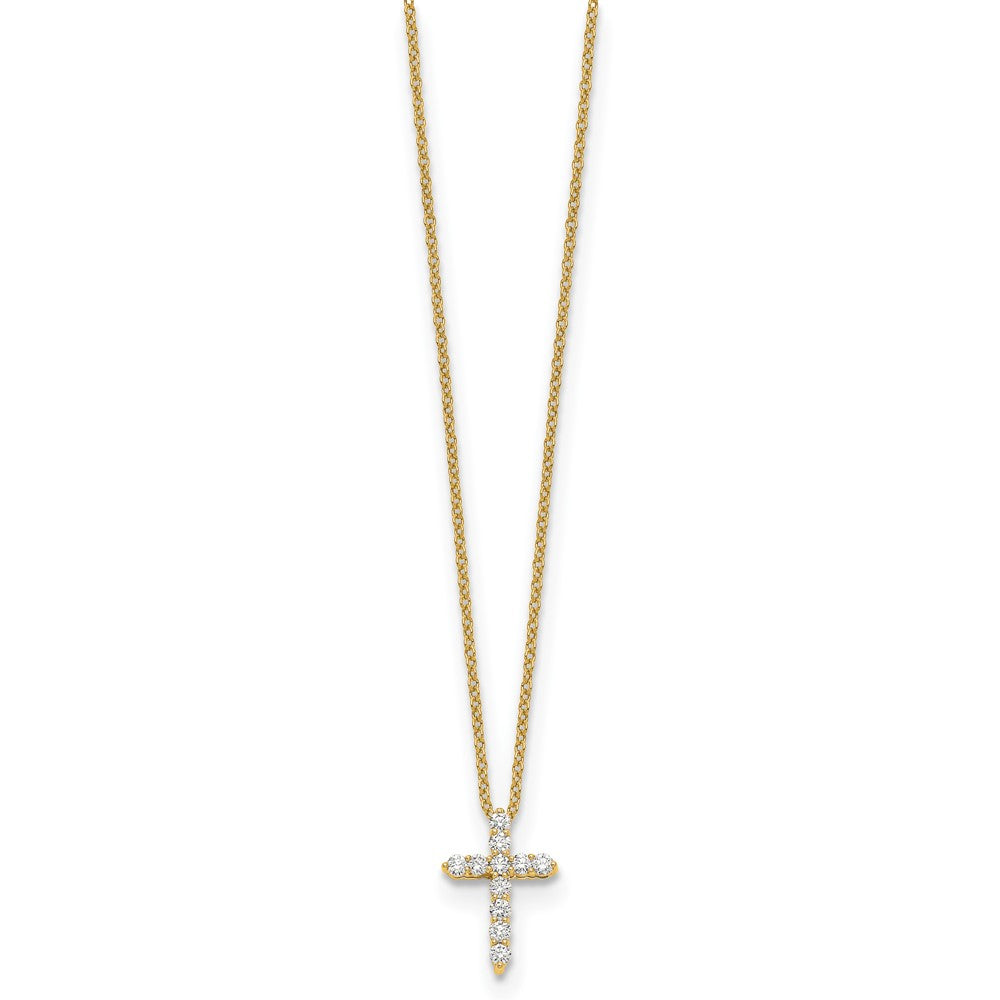 14k 1/4 carat Lab Grown Diamond VS/SI+ G+ 18 inch Cross Pendant Necklace