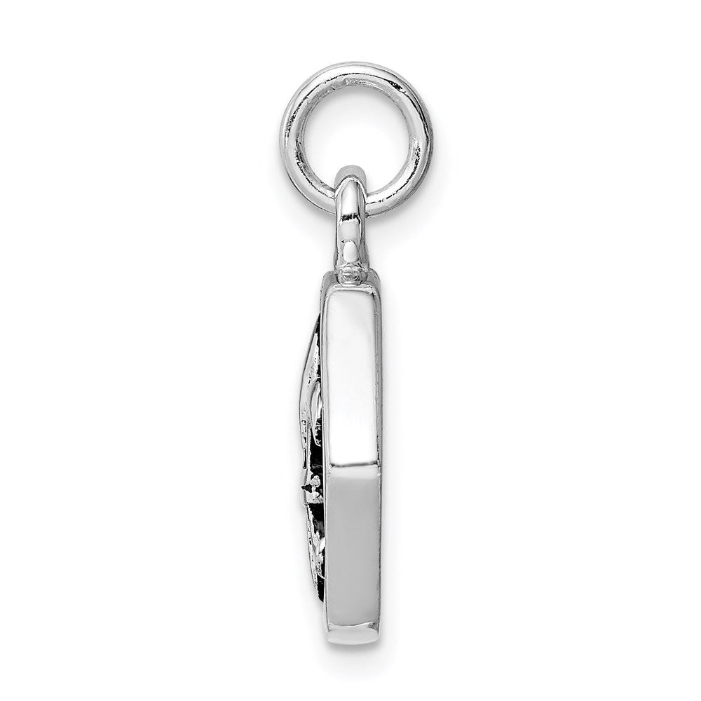 Sterling Silver Rhodium-plated & Antiqued Fleur de lis Pendant