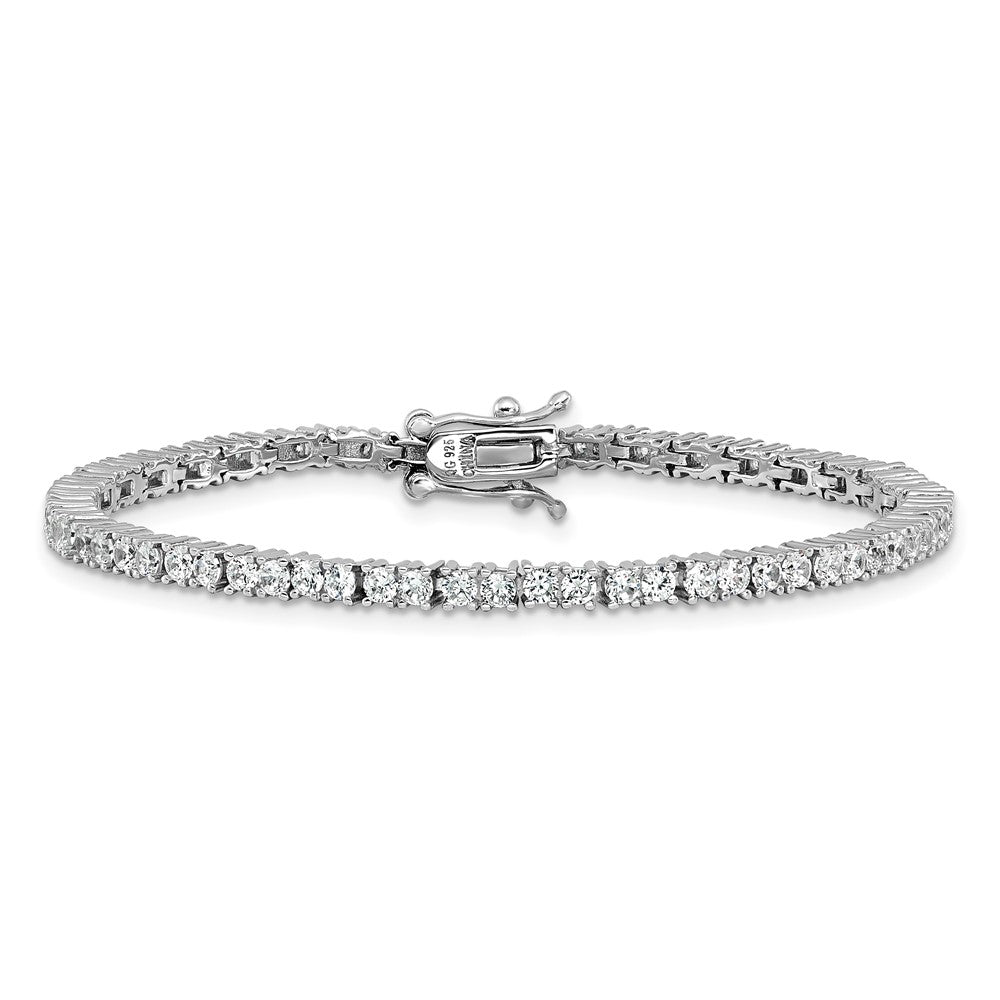 Cheryl M Sterling Silver Rhodium-plated Polished CZ with Safety Clasp Tennis Bracelet 6.75 inches