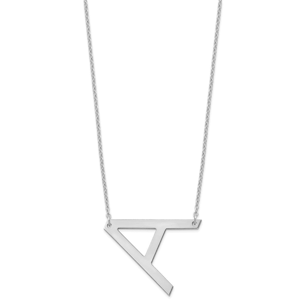 Sterling Silver Polished Large Letter A Necklace