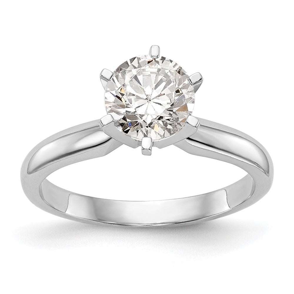 14k White Gold 1/2 carat Medium-Weight Knife Edge/Half-Round 6-Prong Round Solitaire Ring Mounting