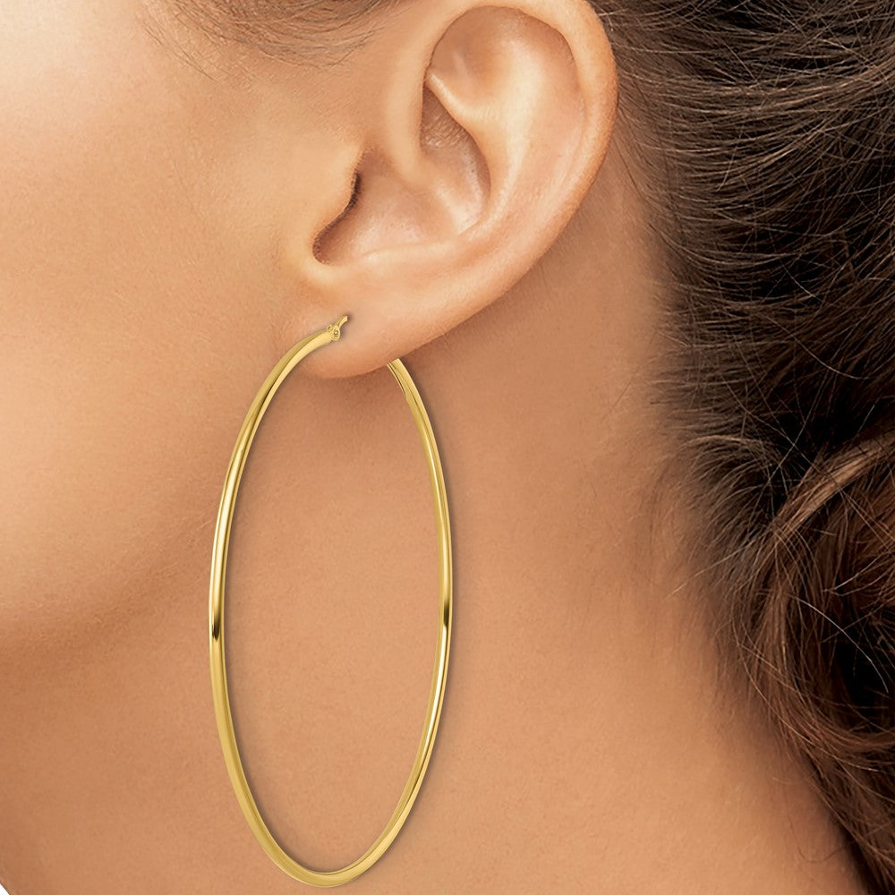 14k Polished 2x75mm Polished Hoop Earrings