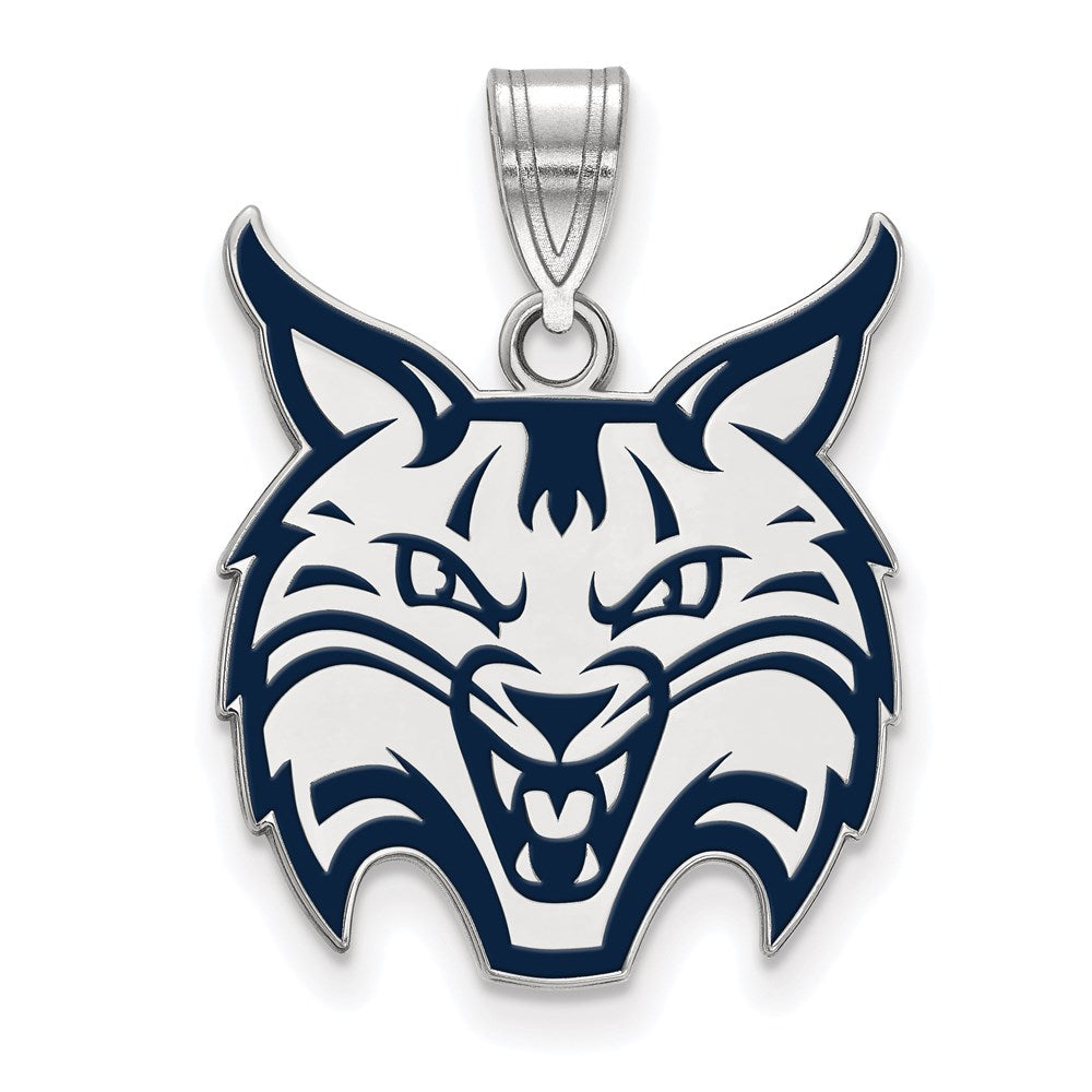 Sterling Silver Rhodium-plated LogoArt Quinnipiac University Bobcat Large Enameled Pendant