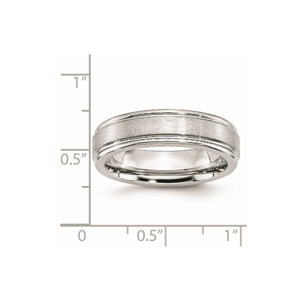 Cobalt Satin and Polished Ridged Edge 6mm Band Size - 9