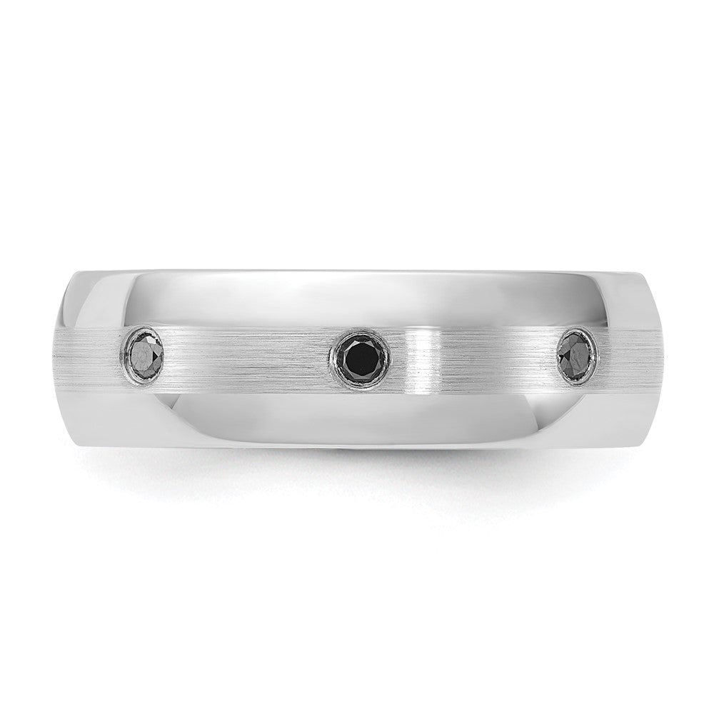 Cobalt Polished & Brushed Stripe Black Diamond 7mm Men's Band