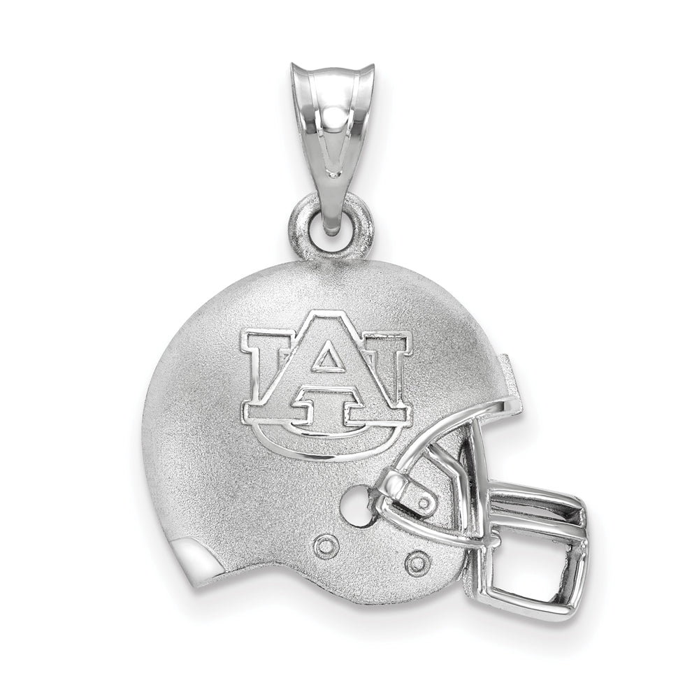 Sterling Silver Rhodium-plated LogoArt Auburn University Domed Football Helmet Pendant Q-SS505AU