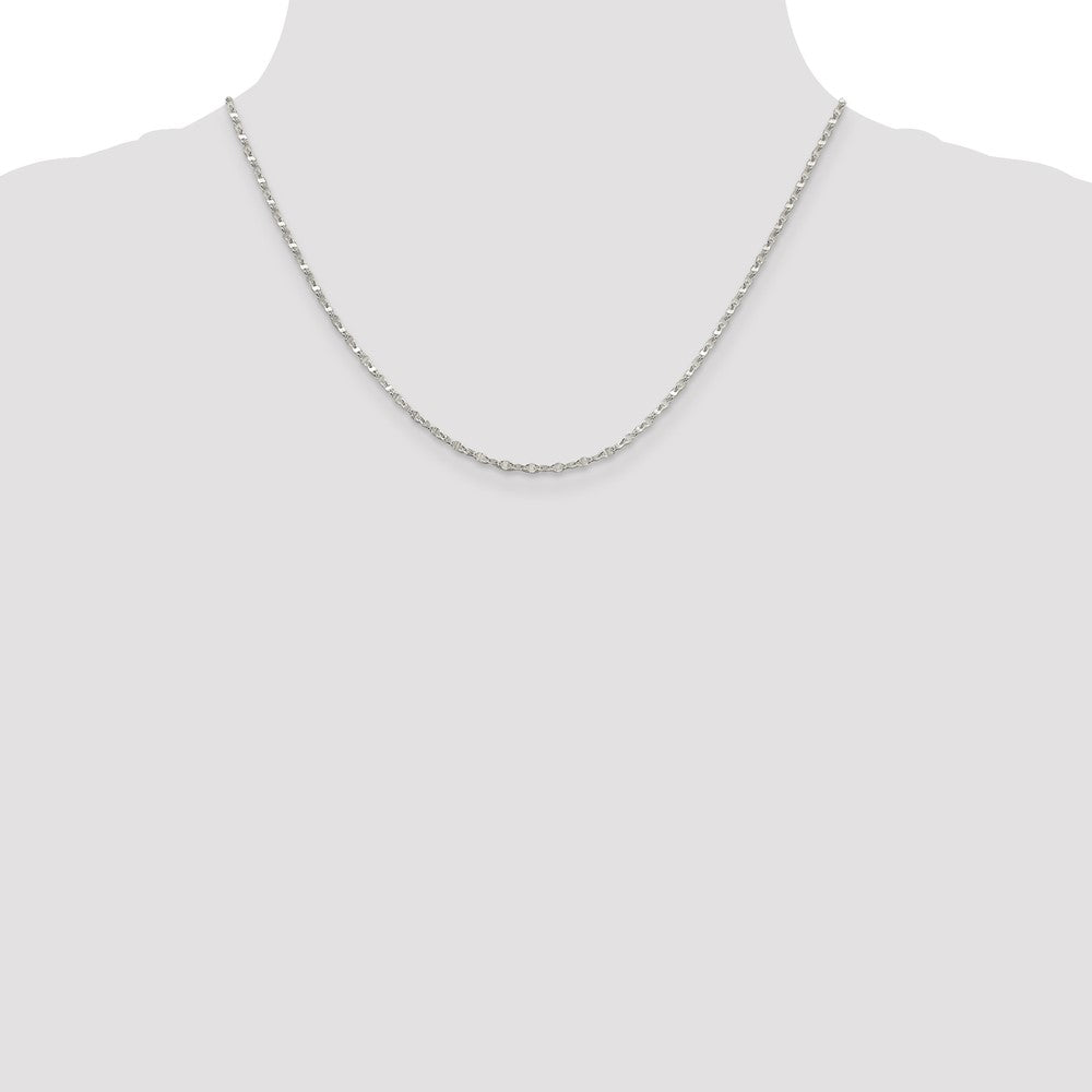Sterling Silver 2.25mm Fancy Wave Flat Link Chain 18 Inches