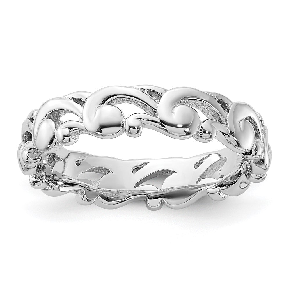 Sterling Silver Stackable Expressions Carved Band Ring