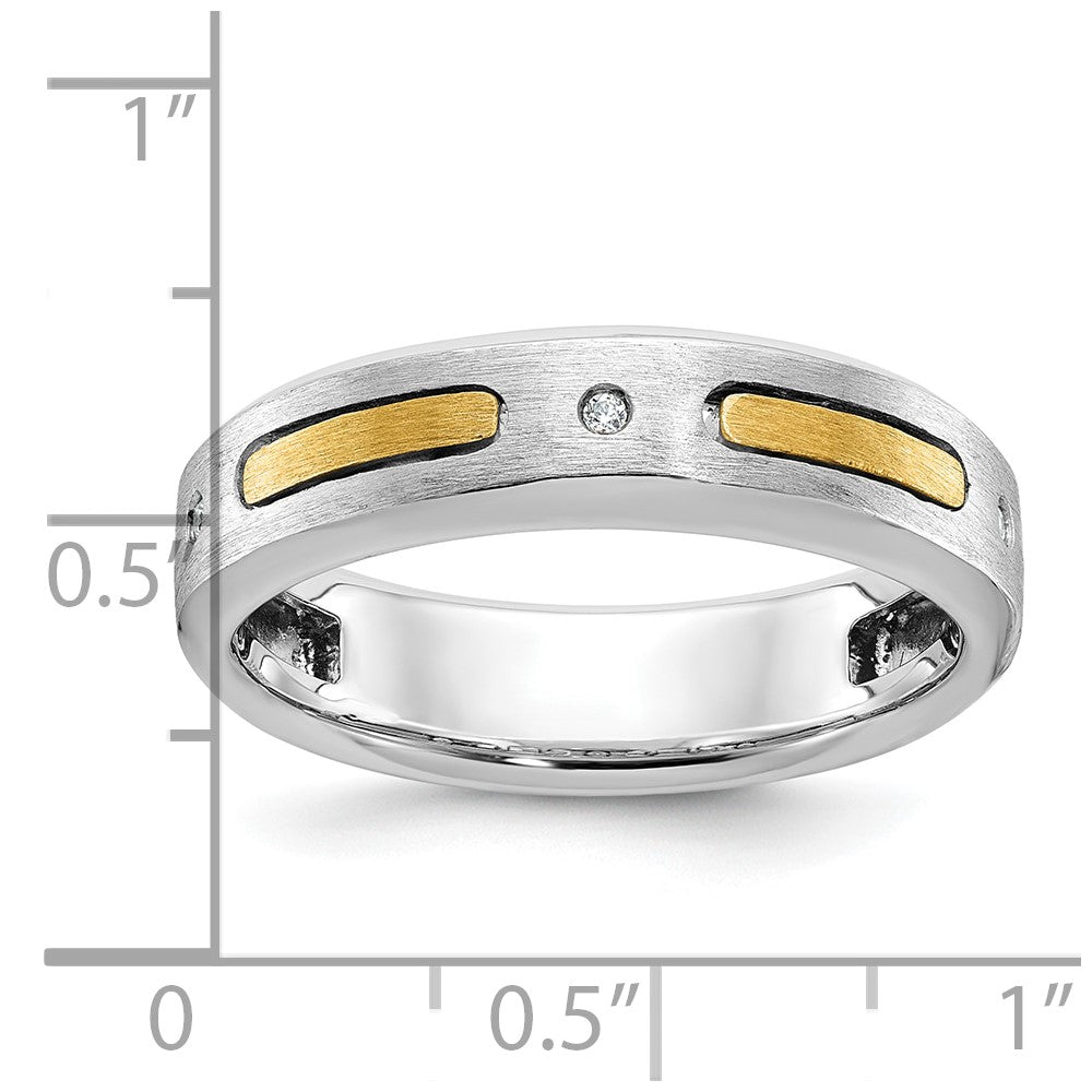 14k Two-tone IBGoodman Men's Polished and Satin Diamond Complete Ring Size 10