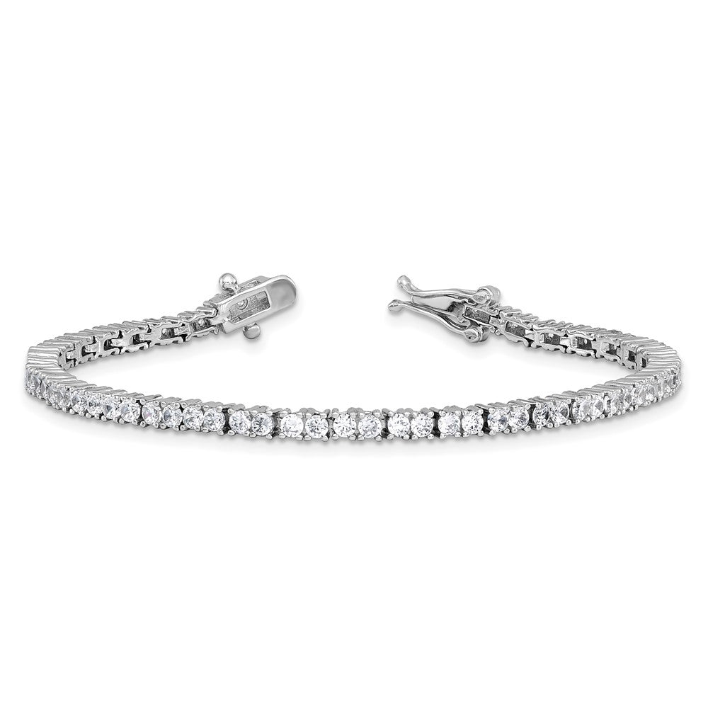 Cheryl M Sterling Silver Rhodium-plated Polished CZ with Safety Clasp Tennis Bracelet 6.75 inches