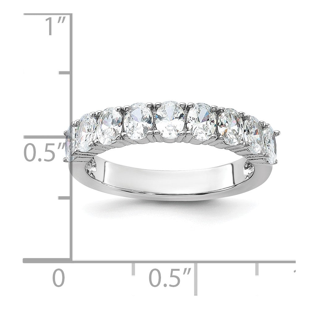 Cheryl M Sterling Silver Rhodium-plated Brilliant-cut Oval CZ 9-Stone Ring