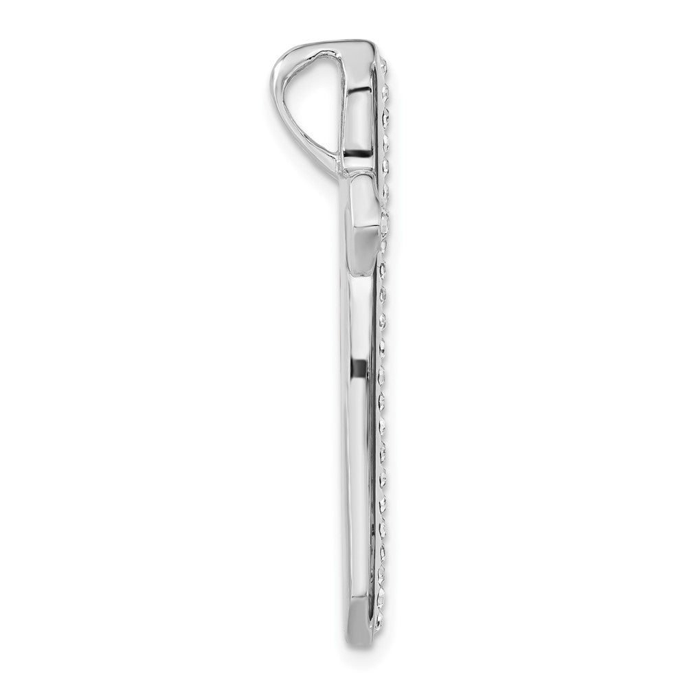 Sterling Silver Rhodium-plated Stellux Crystal & Black Enamel Cross Slide