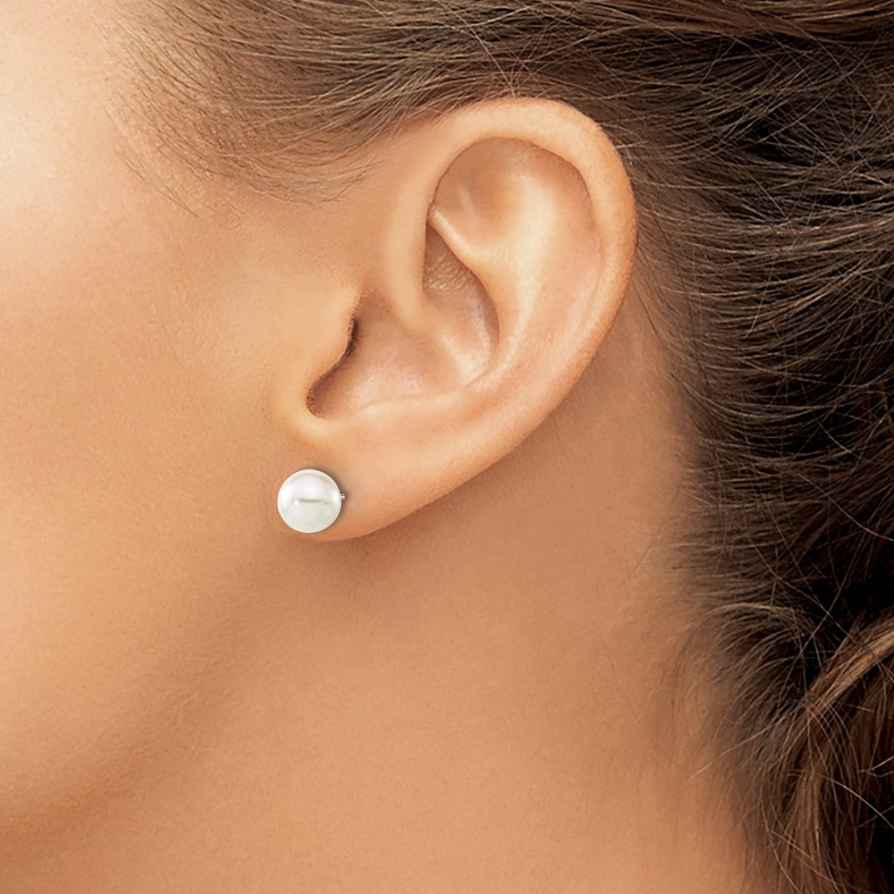 Titanium Polished 7.75mm Imitation Pearl Post Earrings