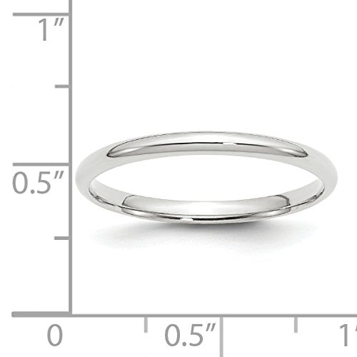 10k White Gold 2mm Lightweight Comfort Fit Wedding Band Size 10