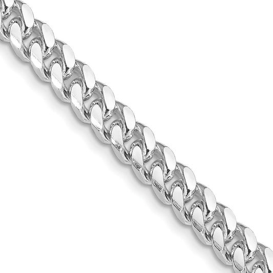 Sterling Silver Rhodium-plated 6mm Domed w/ Side D/C Curb Chain 22 Inches