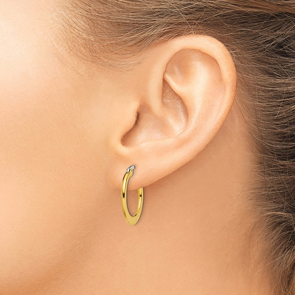 Stainless Steel Polished Yellow IP Tapered 19mm Diameter Hoop Earrings
