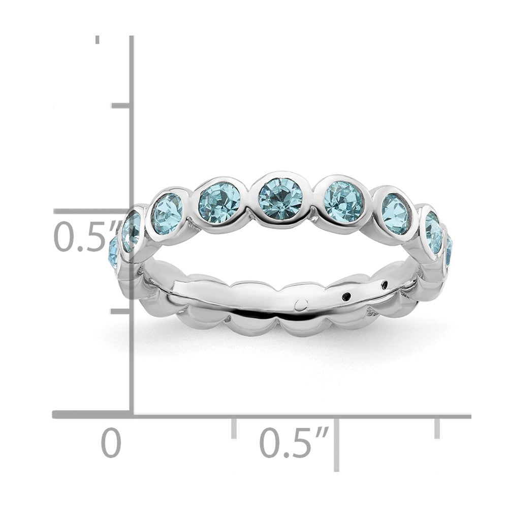 Sterling Silver Stackable Expressions March Crystal Ring Size -9