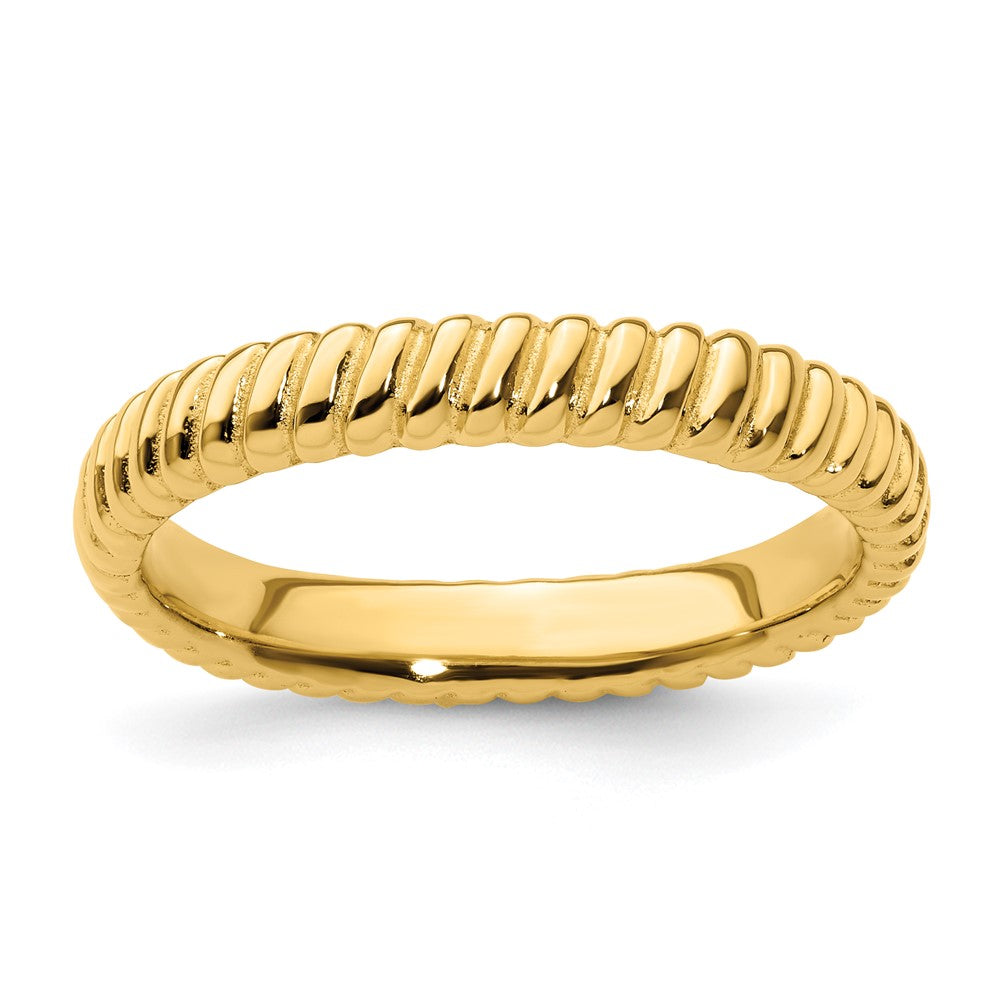 Sterling Silver Stackable Expressions Gold-plated Ring Size -7