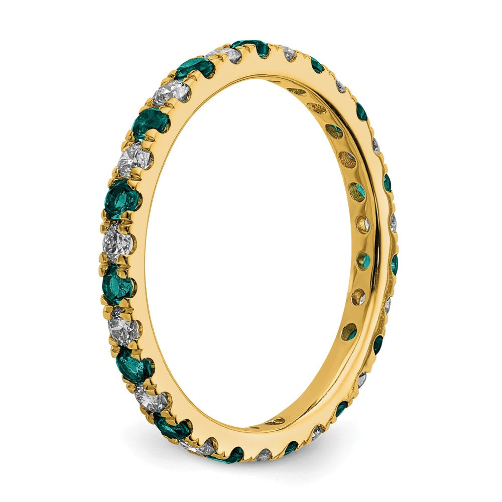14k 1/2 carat Lab Grown Diamond VS/SI+ G+ and Lab Created Alexandrite Size 6 Eternity Band