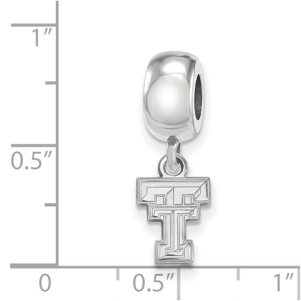 Sterling Silver Rhodium-plated LogoArt Texas Tech University T-T Extra Small Dangle Bead Charm